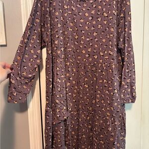 love, Fire Purple Floral Long Sleeve Dress